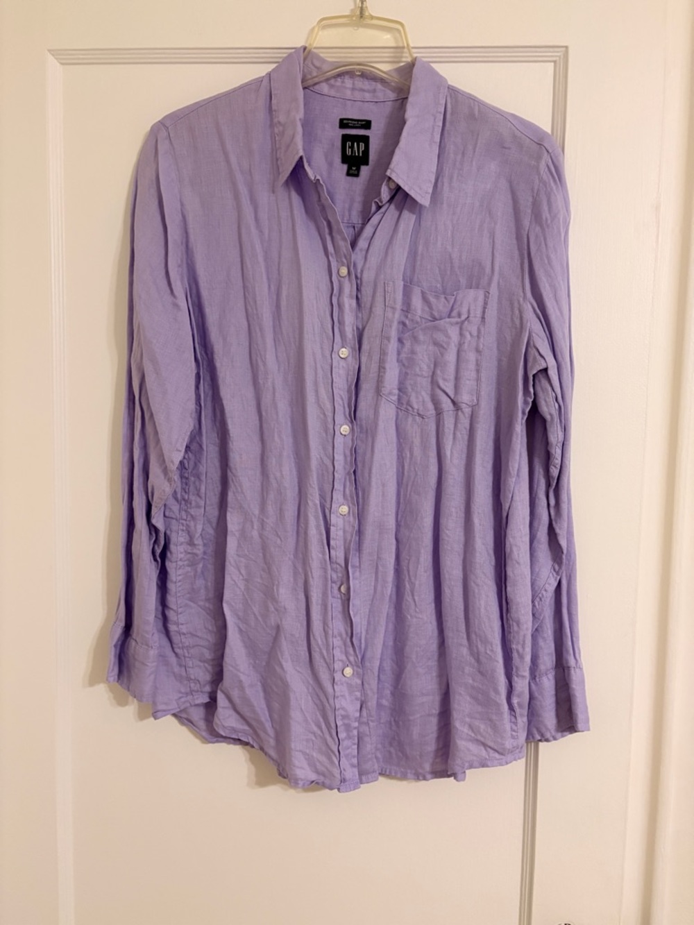 GAP Linen Boyfriend Shirt in Lavender